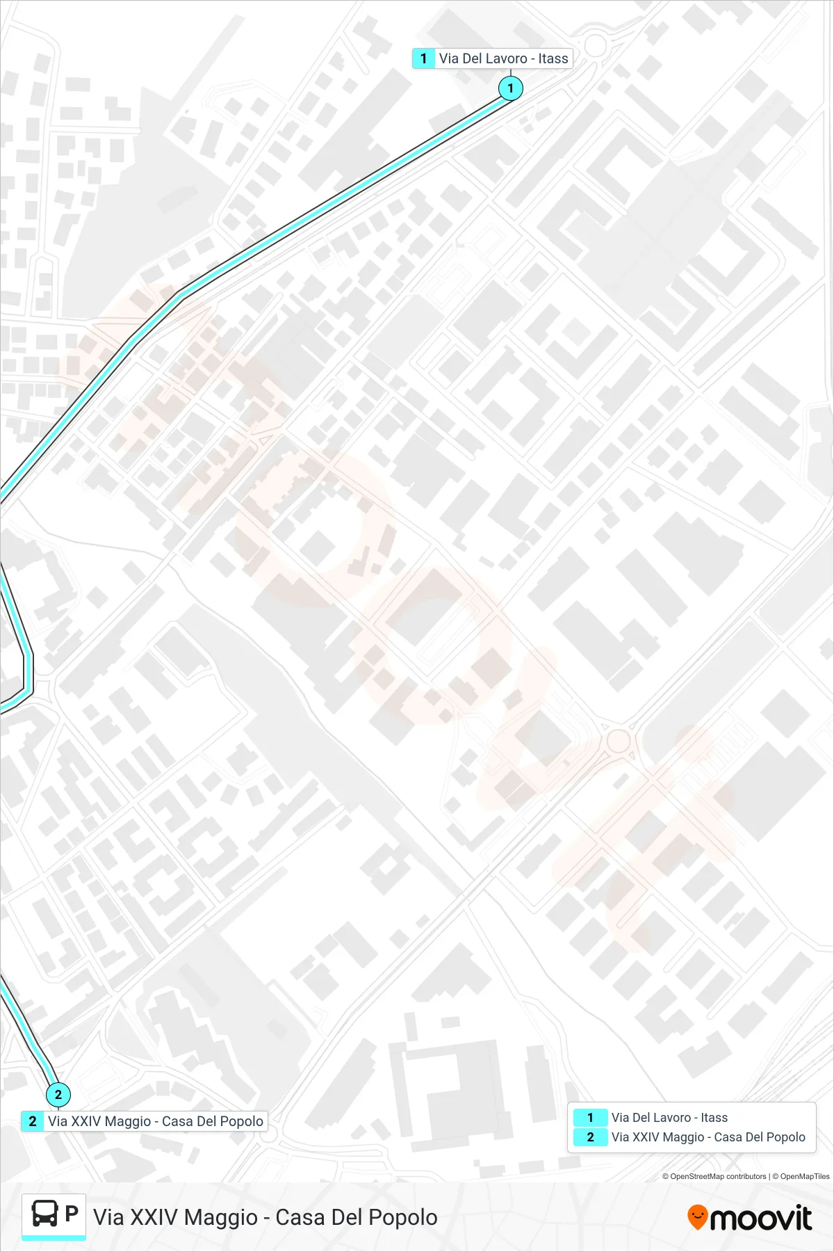 Linea P  bus (Via XXIV Maggio - Casa Del Popolo) - Percorsi e fermate sulla mappa