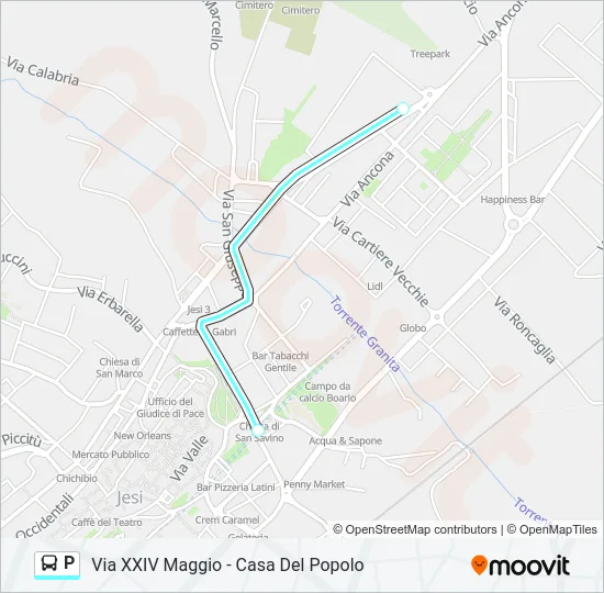 P Bus Line Map