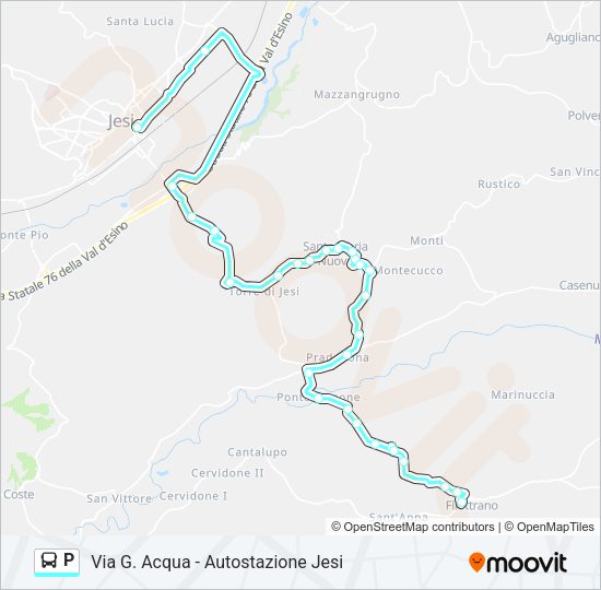 Percorso linea bus P