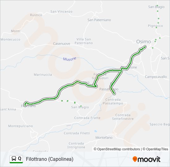 Percorso linea bus Q