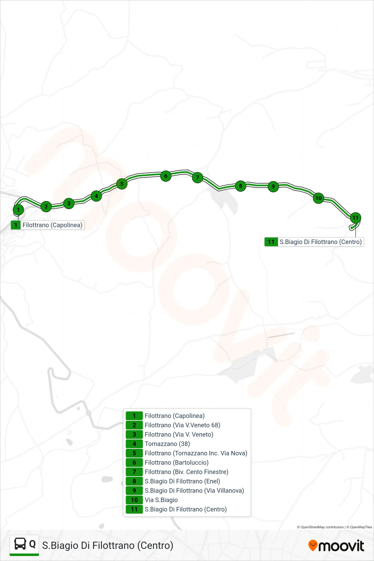 Linea Q bus (S.Biagio Di Filottrano (Centro)) - Percorsi e fermate sulla mappa