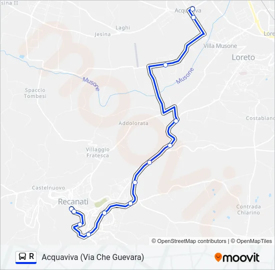 R Bus Line Map