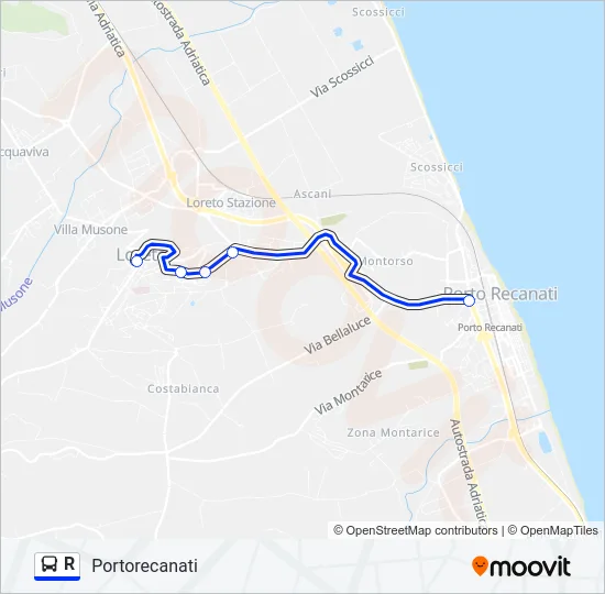 R Bus Line Map