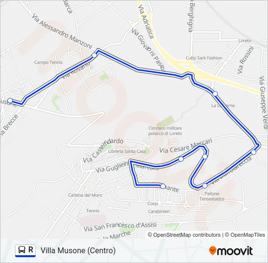 R Bus Line Map