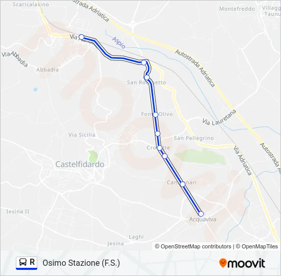 R Bus Line Map