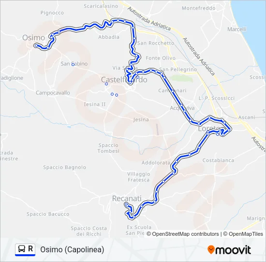 R Bus Line Map