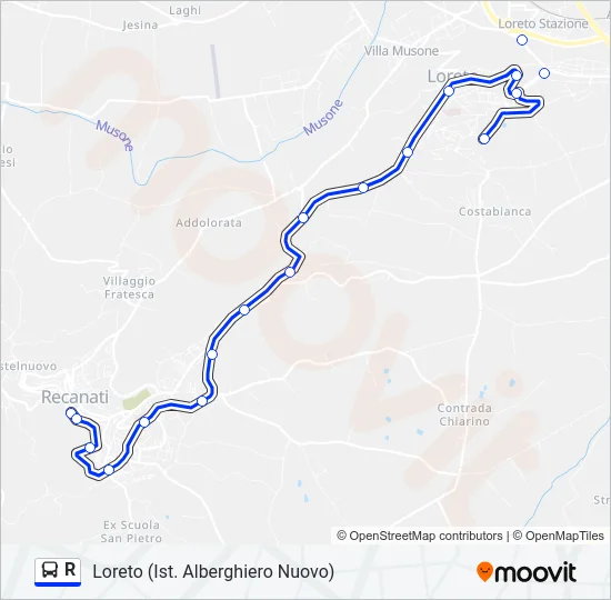 R Bus Line Map