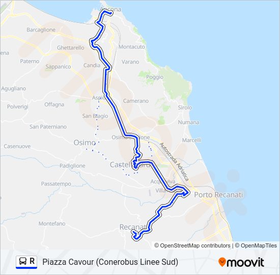 Percorso linea bus R