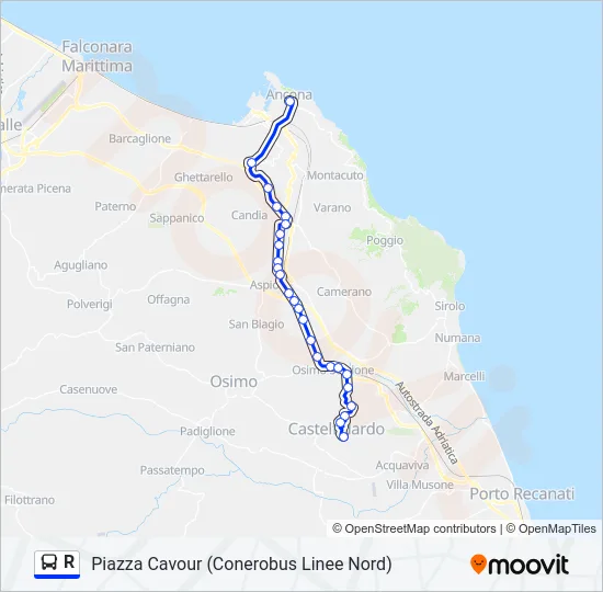 R Bus Line Map