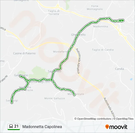 21 Bus Line Map