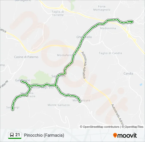 21 Bus Line Map