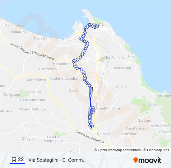 Percorso linea bus 22