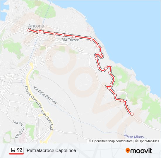 Percorso linea bus 92
