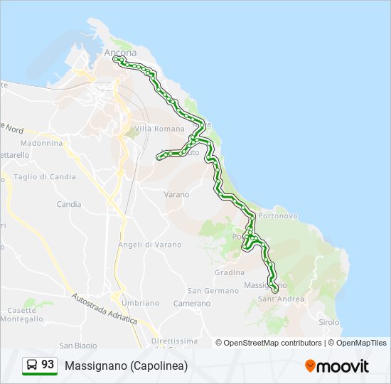 Percorso linea bus 93