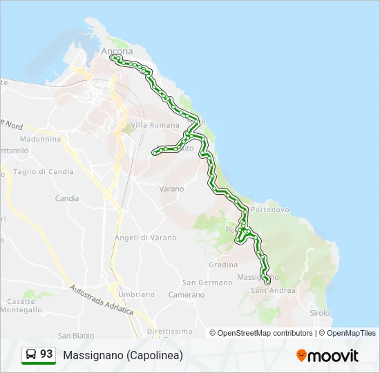 93 Bus Line Map