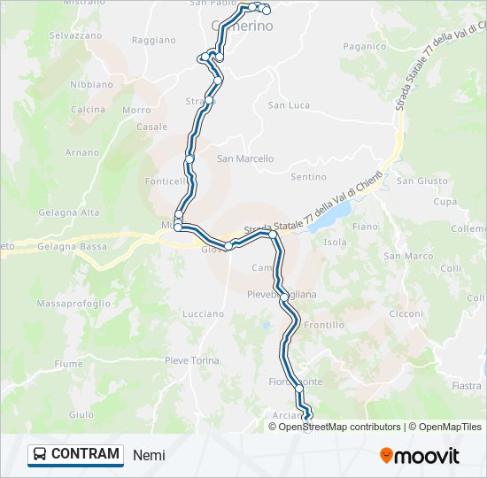 Percorso linea bus CONTRAM