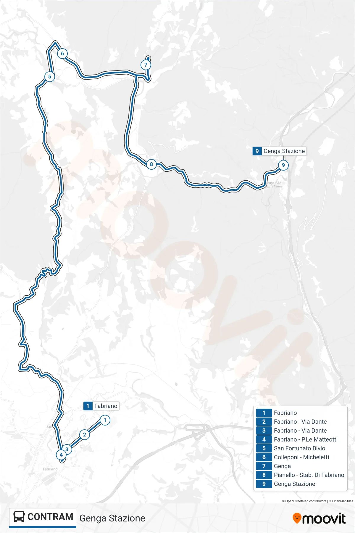 Linea CONTRAM bus (Genga Stazione) - Percorsi e fermate sulla mappa
