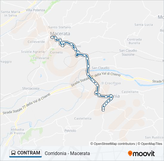 Percorso linea bus CONTRAM