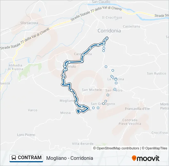 Percorso linea bus CONTRAM