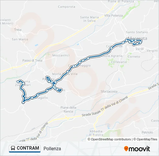 Percorso linea bus CONTRAM