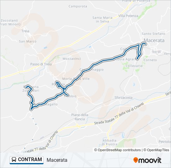 Percorso linea bus CONTRAM