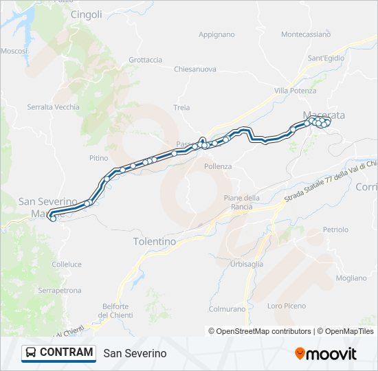 Percorso linea bus CONTRAM