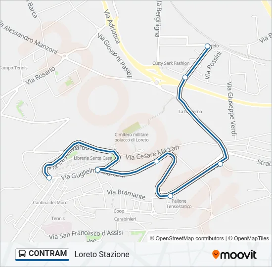 Percorso linea bus CONTRAM