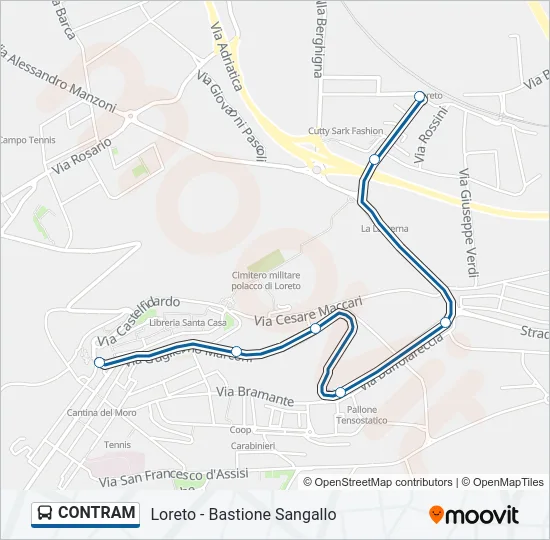 Percorso linea bus CONTRAM