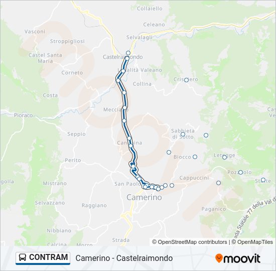 Percorso linea bus CONTRAM