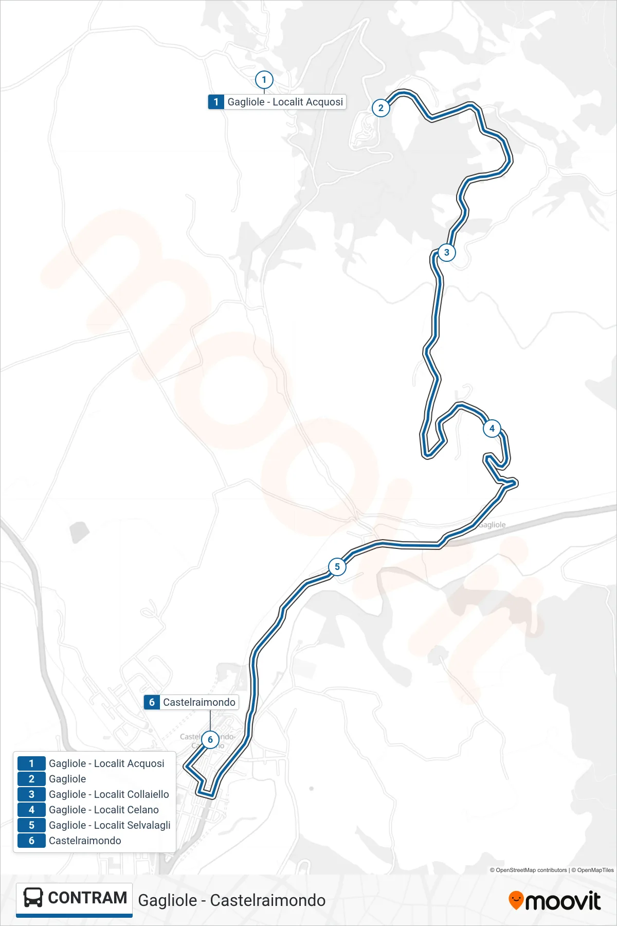 Linea CONTRAM bus (Castelraimondo) - Percorsi e fermate sulla mappa