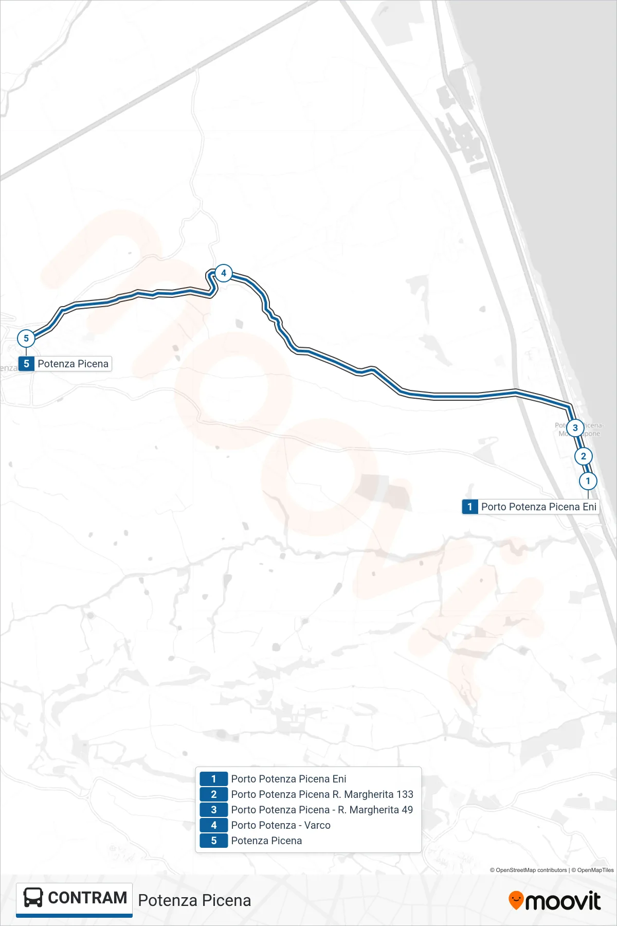 Linea CONTRAM bus (Potenza Picena) - Percorsi e fermate sulla mappa