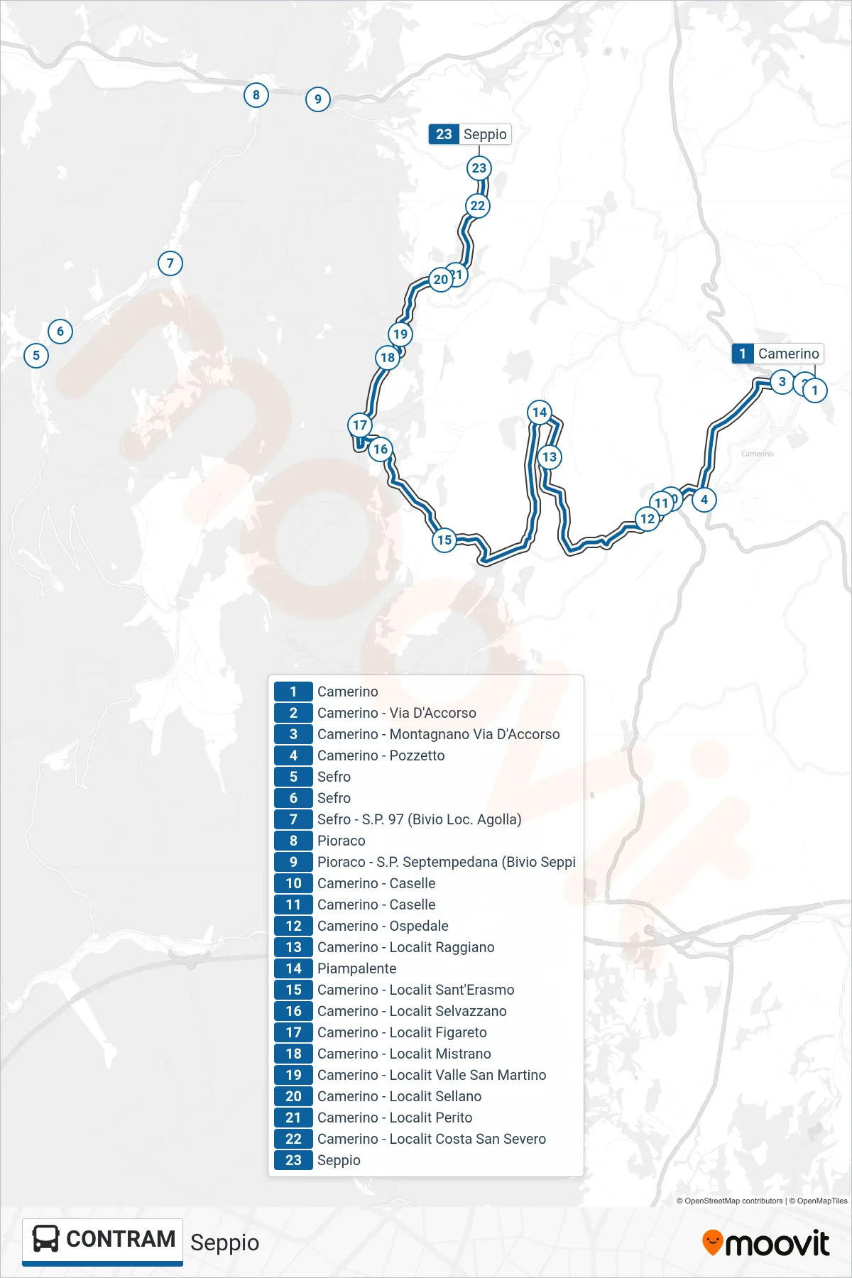Linea CONTRAM bus (Seppio) - Percorsi e fermate sulla mappa