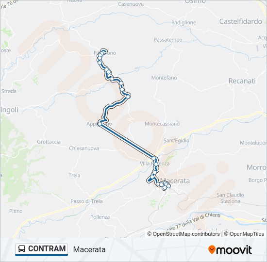 Percorso linea bus CONTRAM