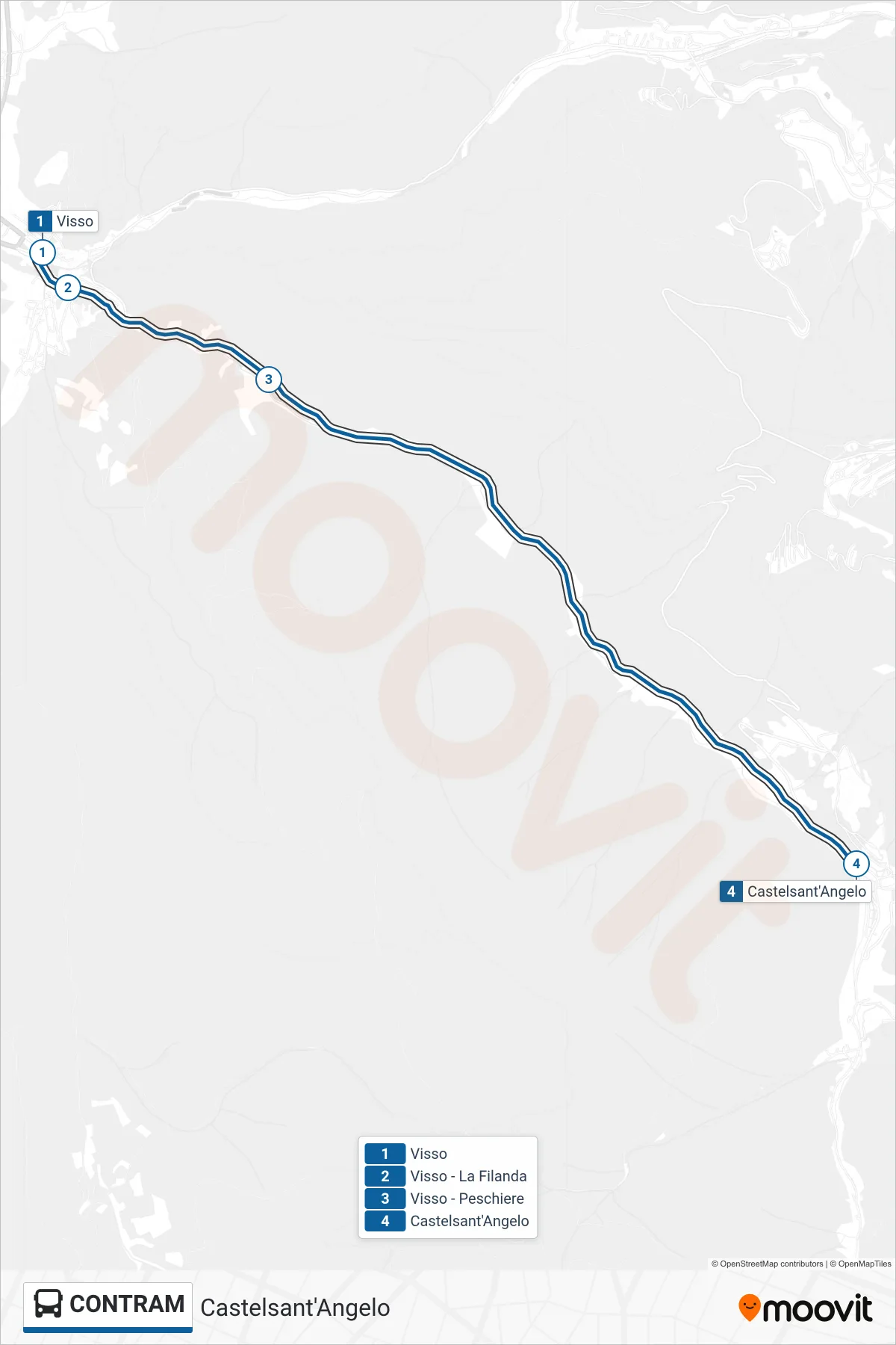 Linea CONTRAM  bus (Castelsant'Angelo) - Percorsi e fermate sulla mappa