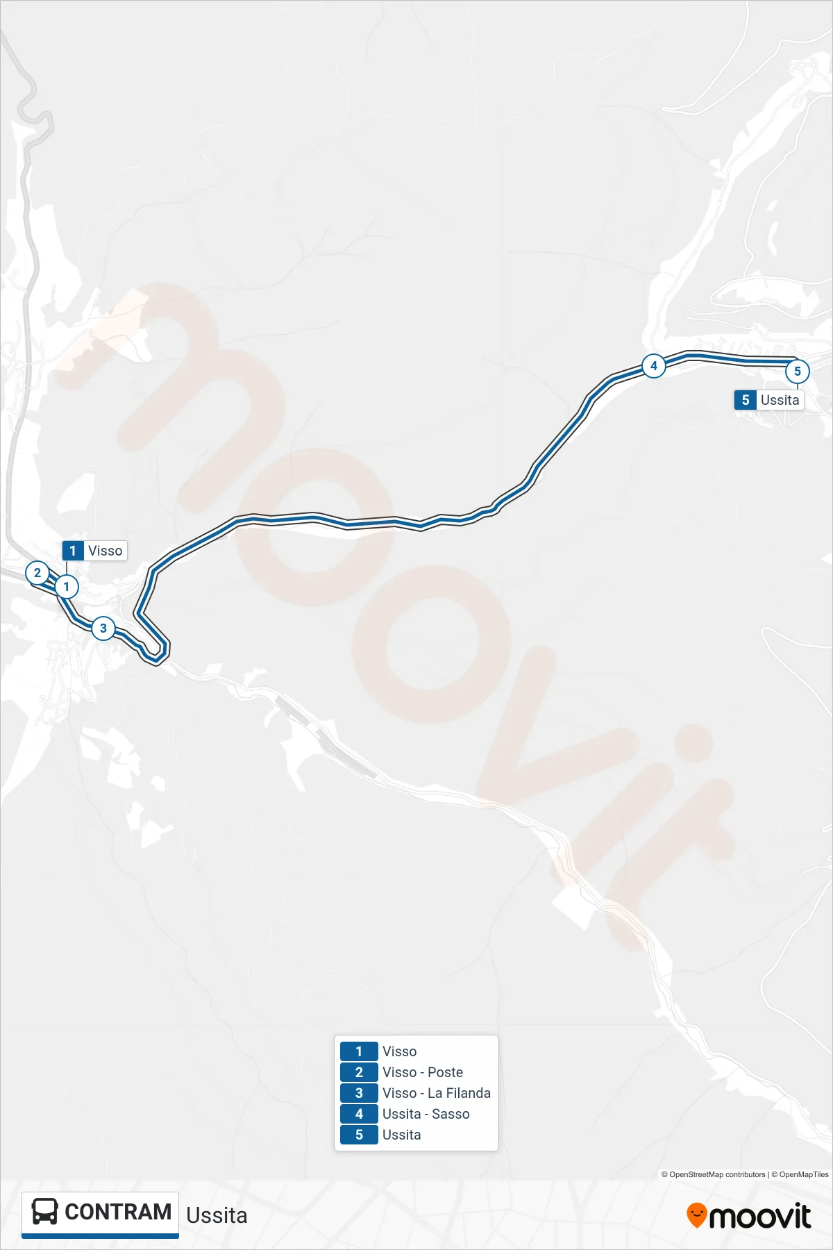 Linea CONTRAM  bus (Ussita) - Percorsi e fermate sulla mappa
