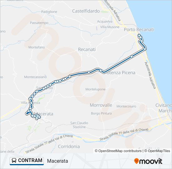 Percorso linea bus CONTRAM