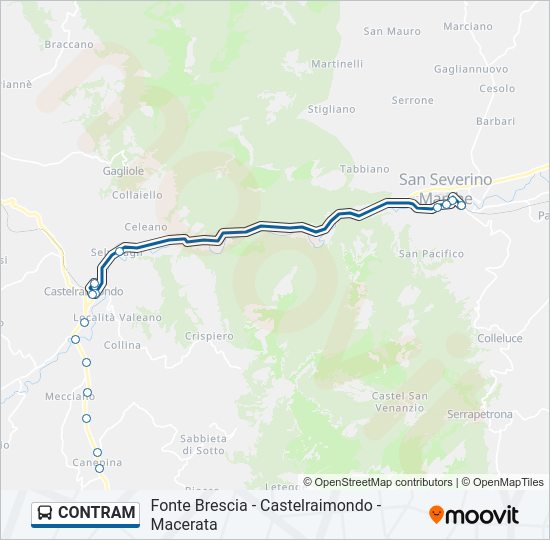 Percorso linea bus CONTRAM