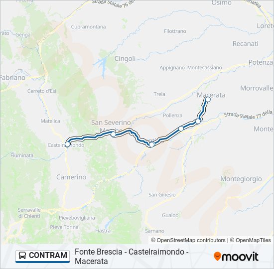 Percorso linea bus CONTRAM