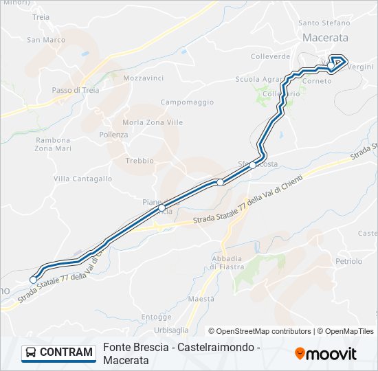 Percorso linea bus CONTRAM