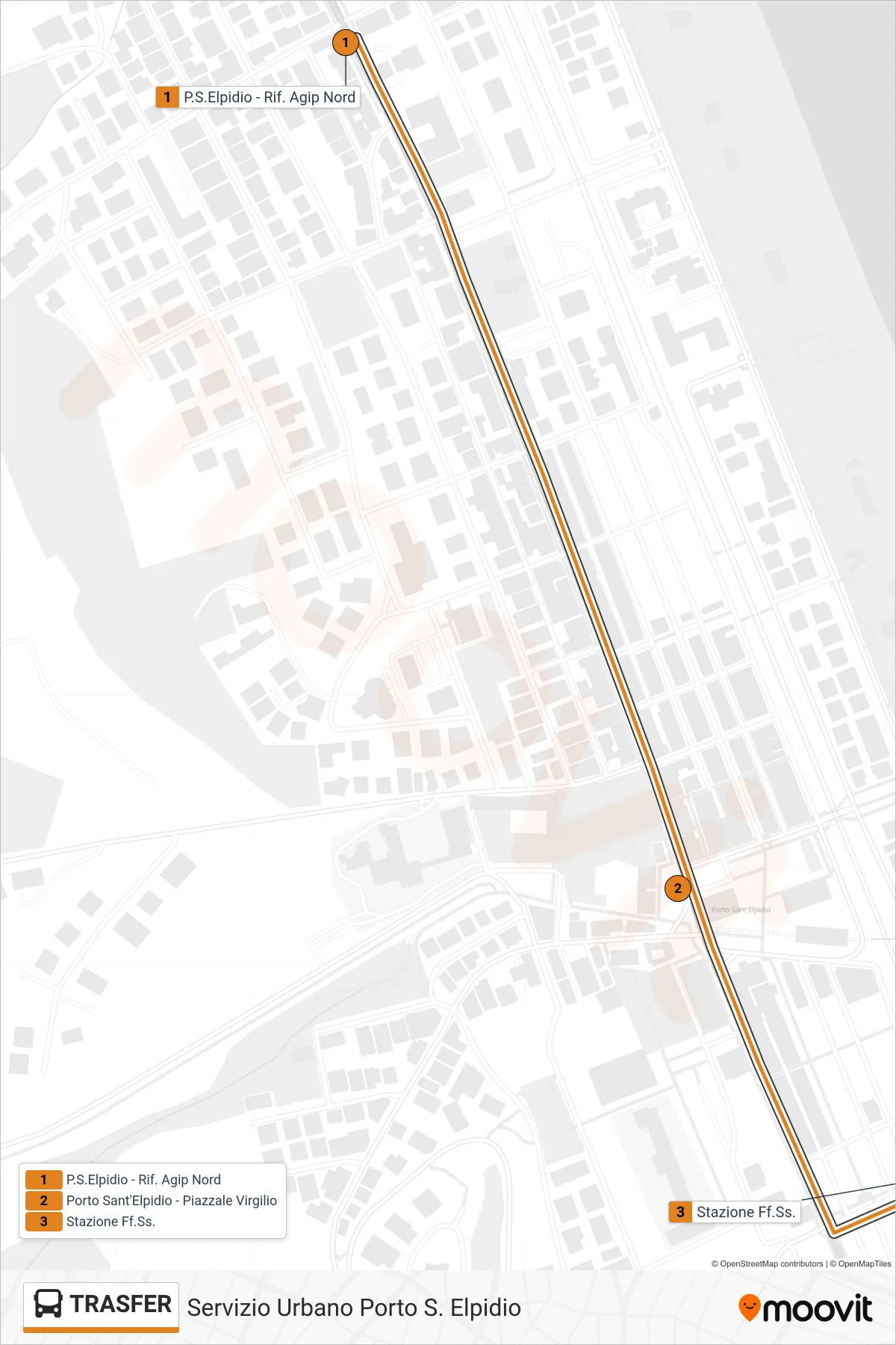 Linea TRASFER bus (Stazione Ff.Ss.) - Percorsi e fermate sulla mappa