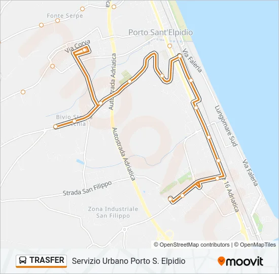 Percorso linea bus TRASFER