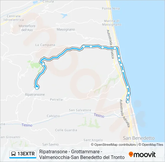 13EXTR Bus Line Map