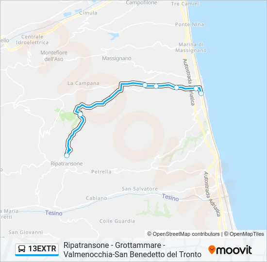 13EXTR Bus Line Map