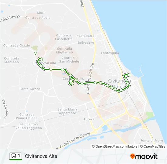 1 Bus Line Map
