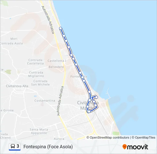 3 Bus Line Map
