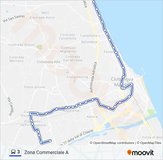 3 Bus Line Map