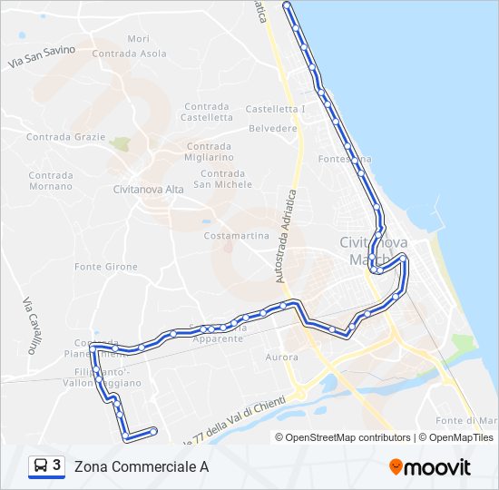 3 bus Line Map