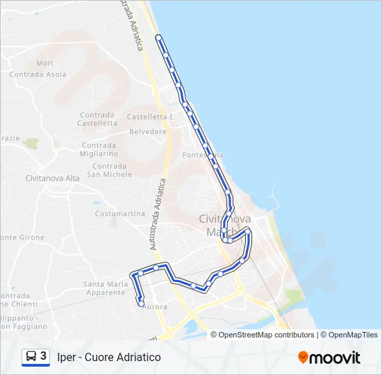 3 Bus Line Map