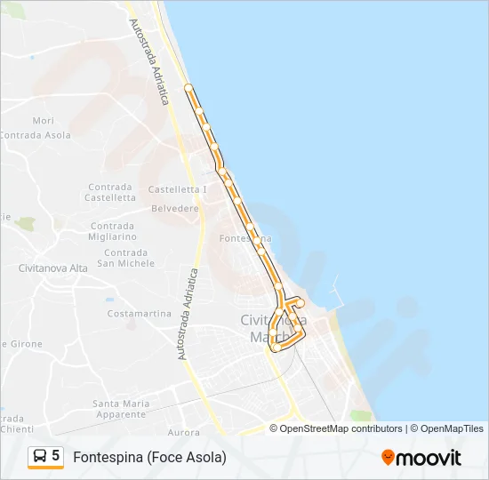 5 Bus Line Map