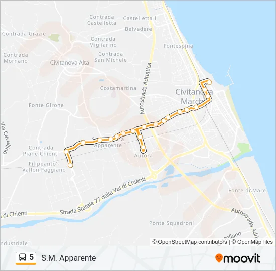 5 Bus Line Map